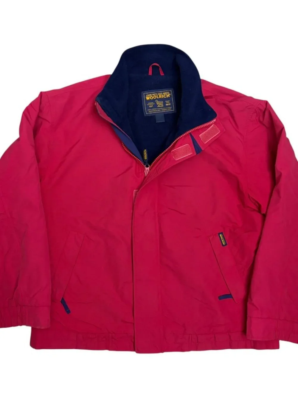 Woolrich Vintage 90s Jacket Winter Casual Fleece Red Coat Mens Large - Picture 2 of 7